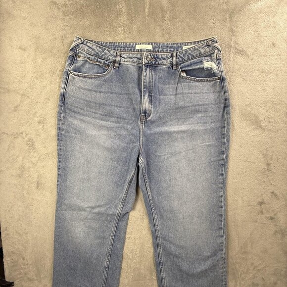 Cleo + Wolf Jeans Womens 38x36 Light Wash Ultra High Rise Ankle Straight Cotton - Picture 6 of 16